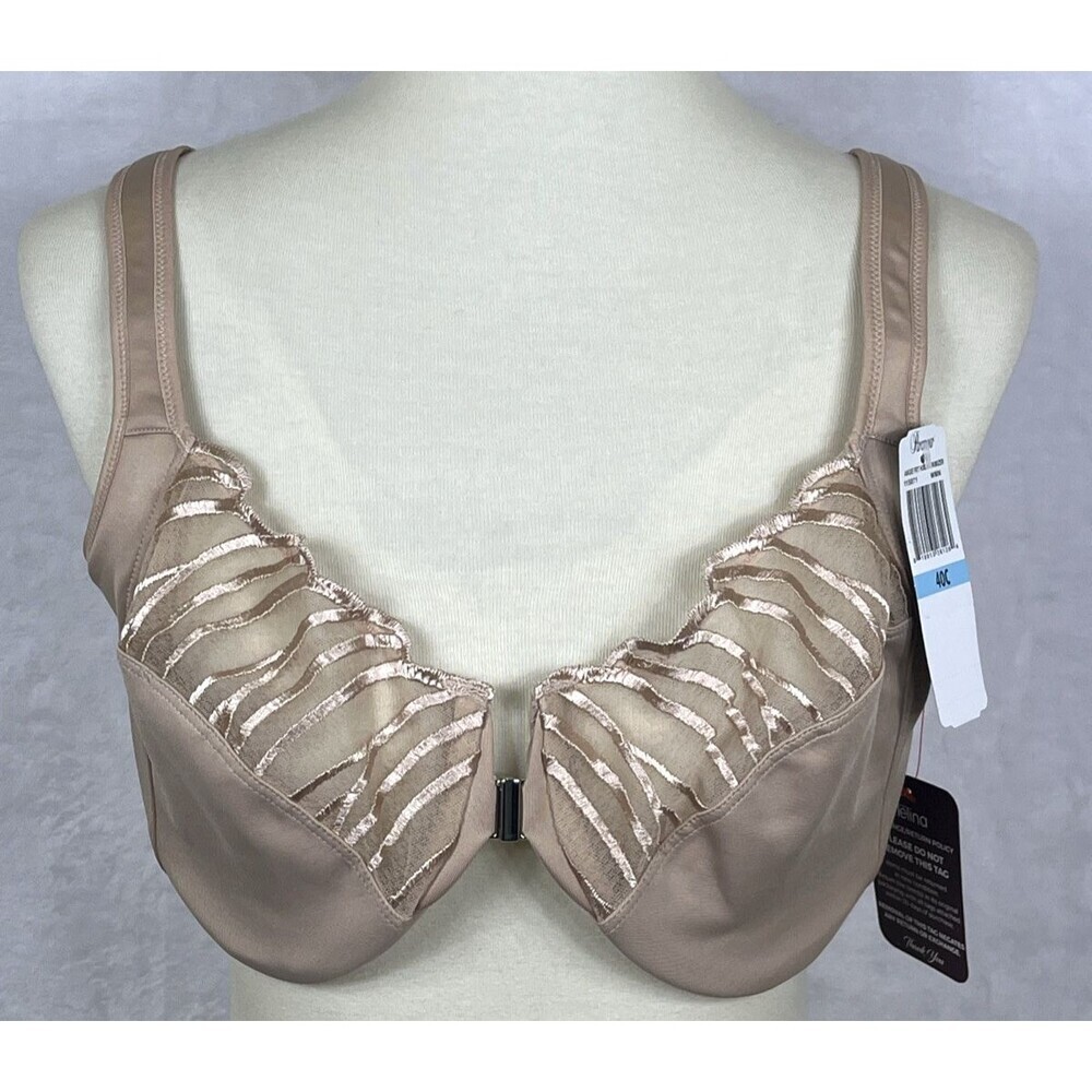 Felina Paramour Angie Front Hook Minimizer Bra Underwire Lt Beige Size 40C NWT